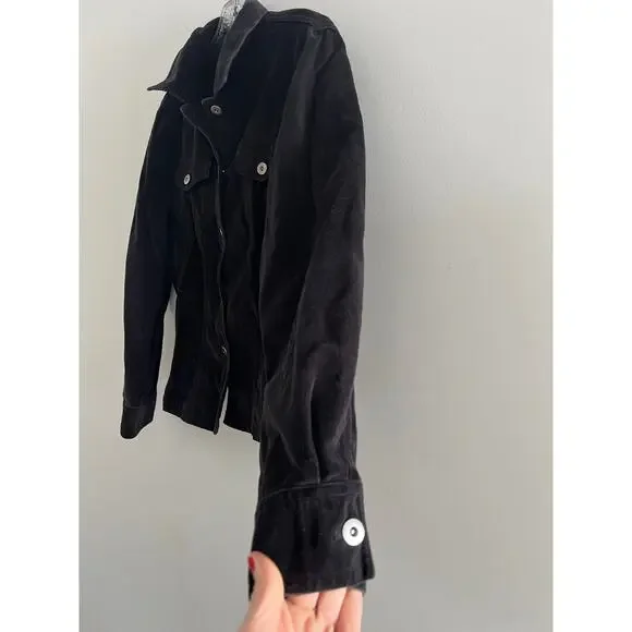 Vintage Rafaella Button Down Velvet Jacket Black Size 10 JL - Picture 3 of 5